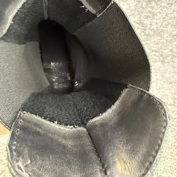 ✅Emanuele Crasto Boots Women's 39/8.5 Chunky Heel Mid Calf Grey Pull On Leather - Picture 4 of 11